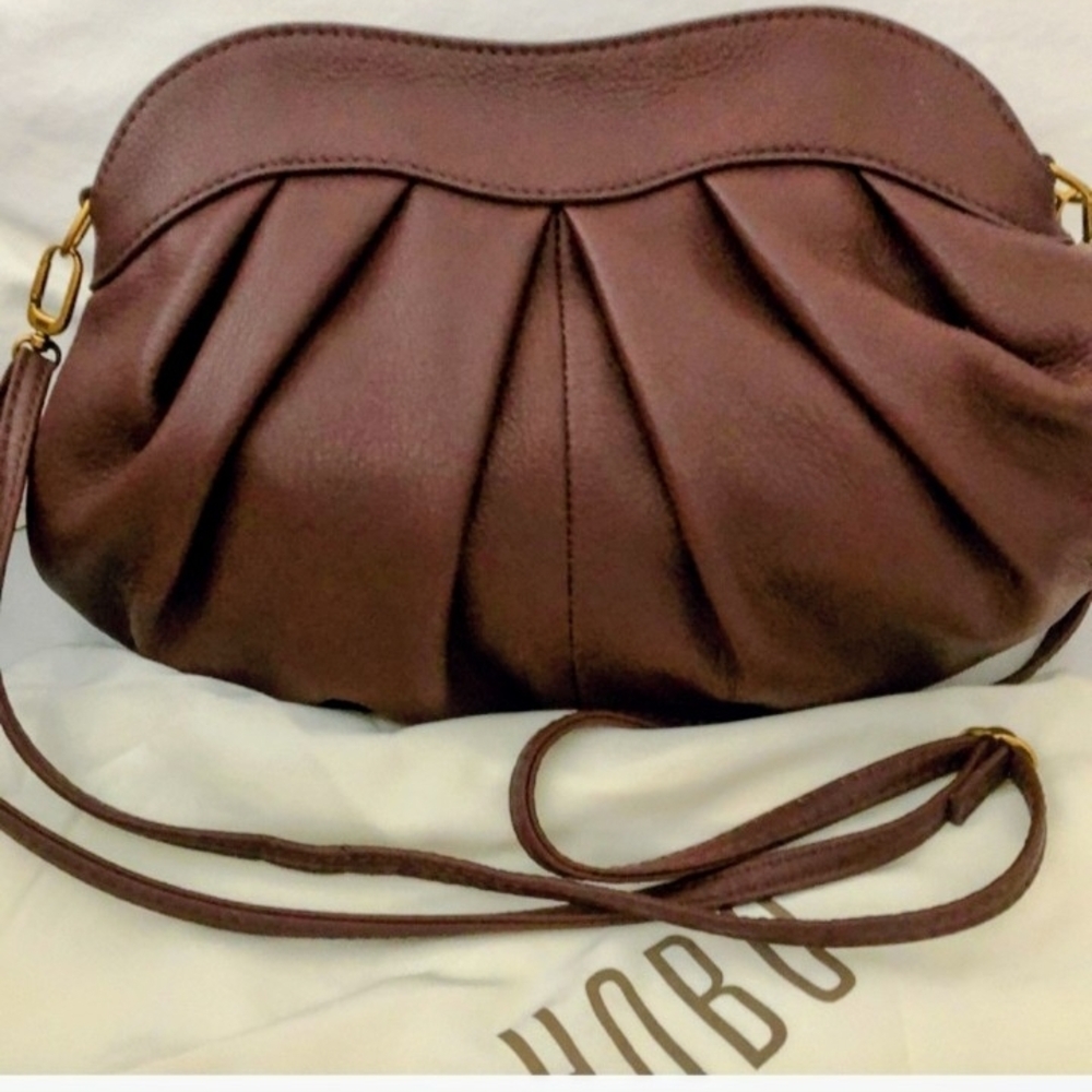 HOBO Elegant Brown Leather Pleated Hobo Bag